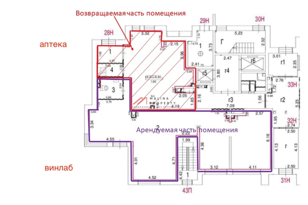 Продажа помещения с арендаторами "ВинЛаб" и "ЗдравСити".