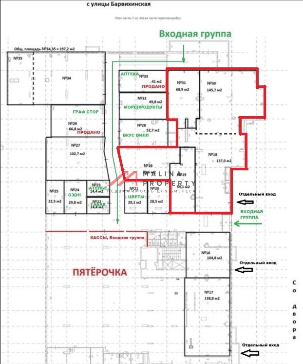 Продажа торгового помещения на Барвихинской