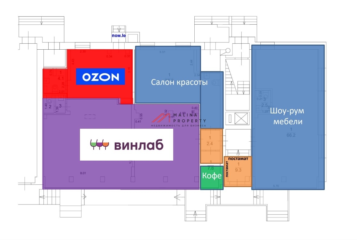 Продажа торгового помещения с арендатором Винлаб