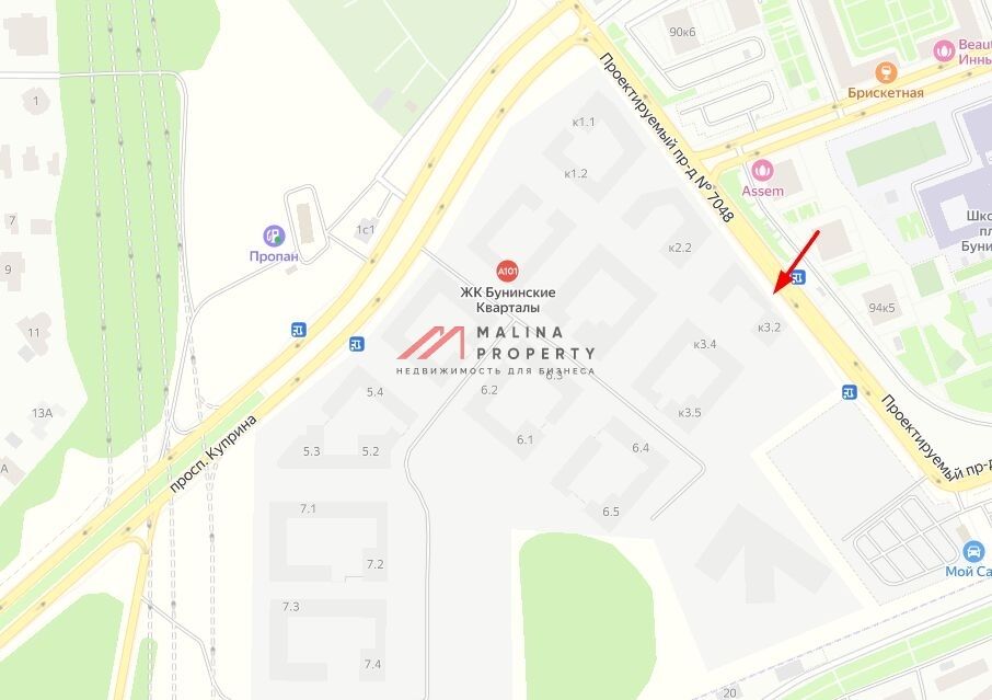 Аренда торгового помещения в жилом комплексе Бунинские кварталы