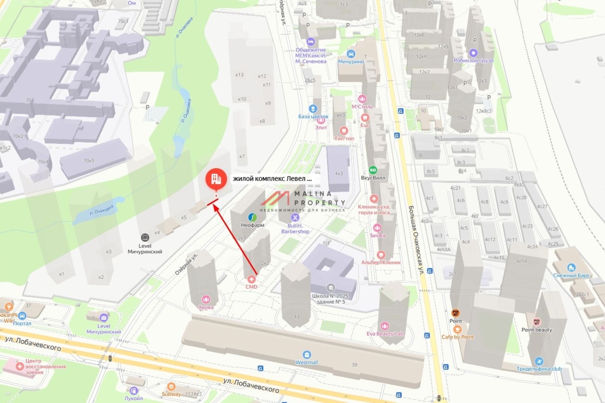 Аренда торгового помещения в ЖК "Левел Мичуринский" 