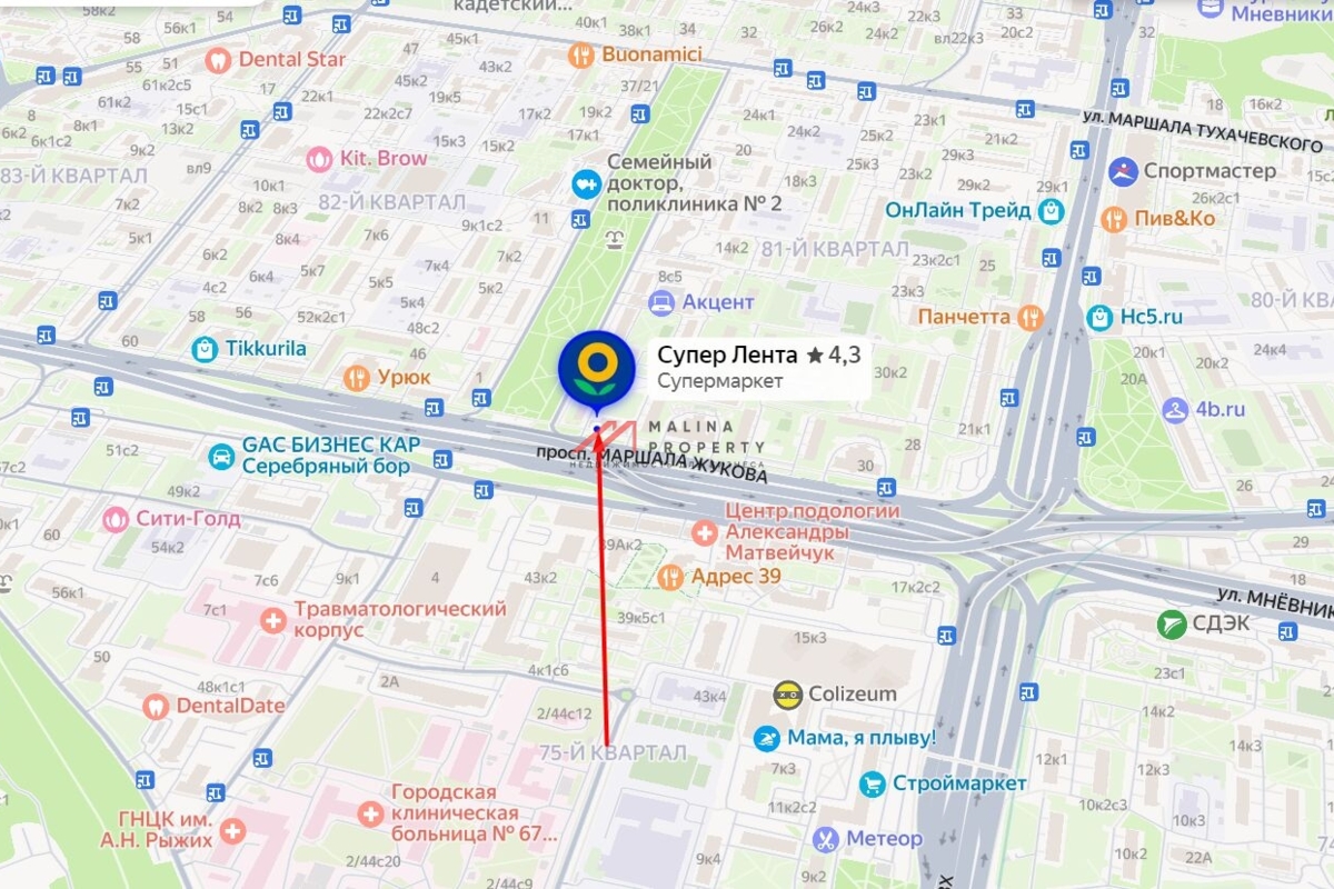 Продажа торгового помещения с супермаркетом "Лента" 