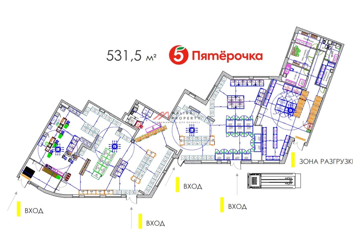 Продажа помещения с магазином Пятерочка в ЖК "Скандинавия"