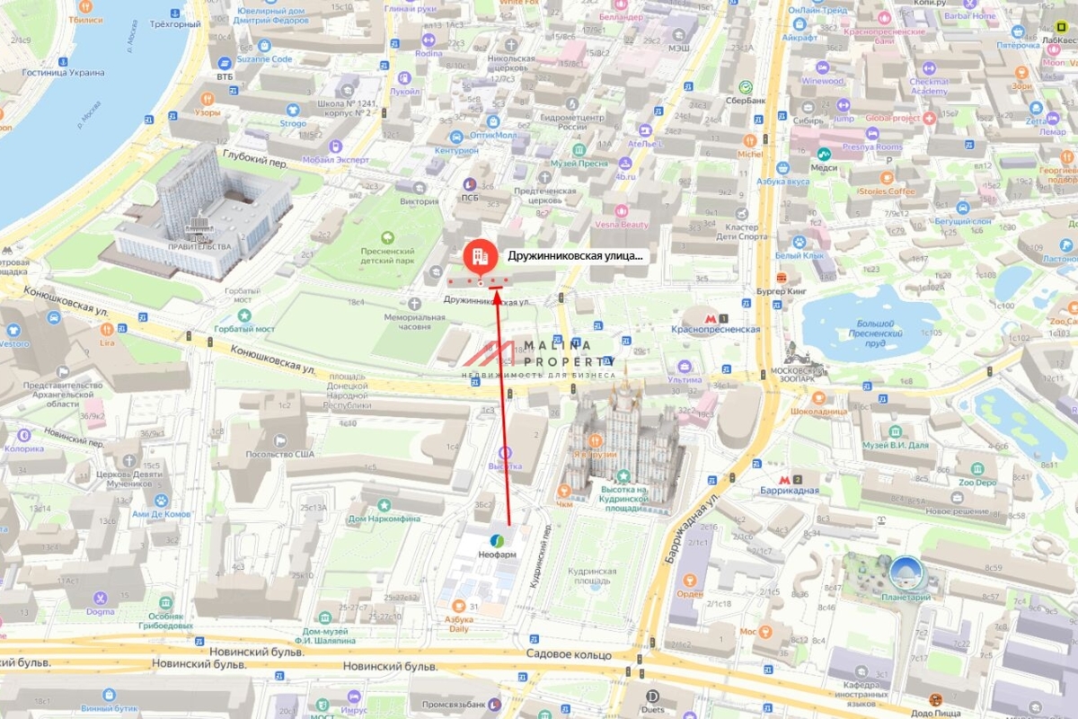 Продажа помещения с арендатором у метро Краснопресненская