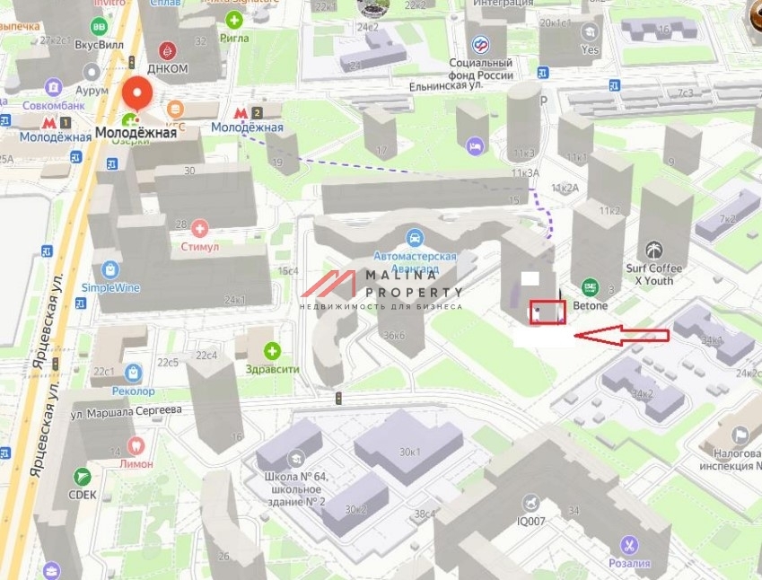 Аренда торгового помещения в ЖК "Молодогвардейская 36" 