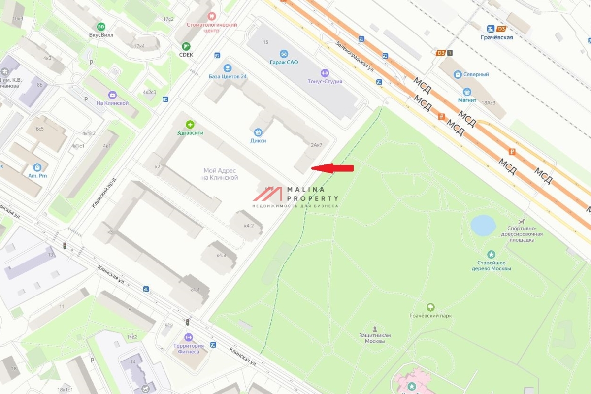 Аренда нежилого помещения в ЖК "Мой адрес на Клинской"