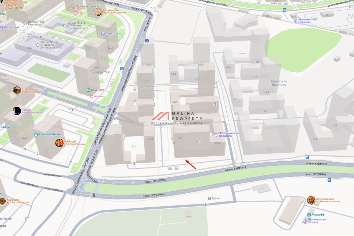 Аренда торгового помещения в ЖК "Бунинские кварталы"