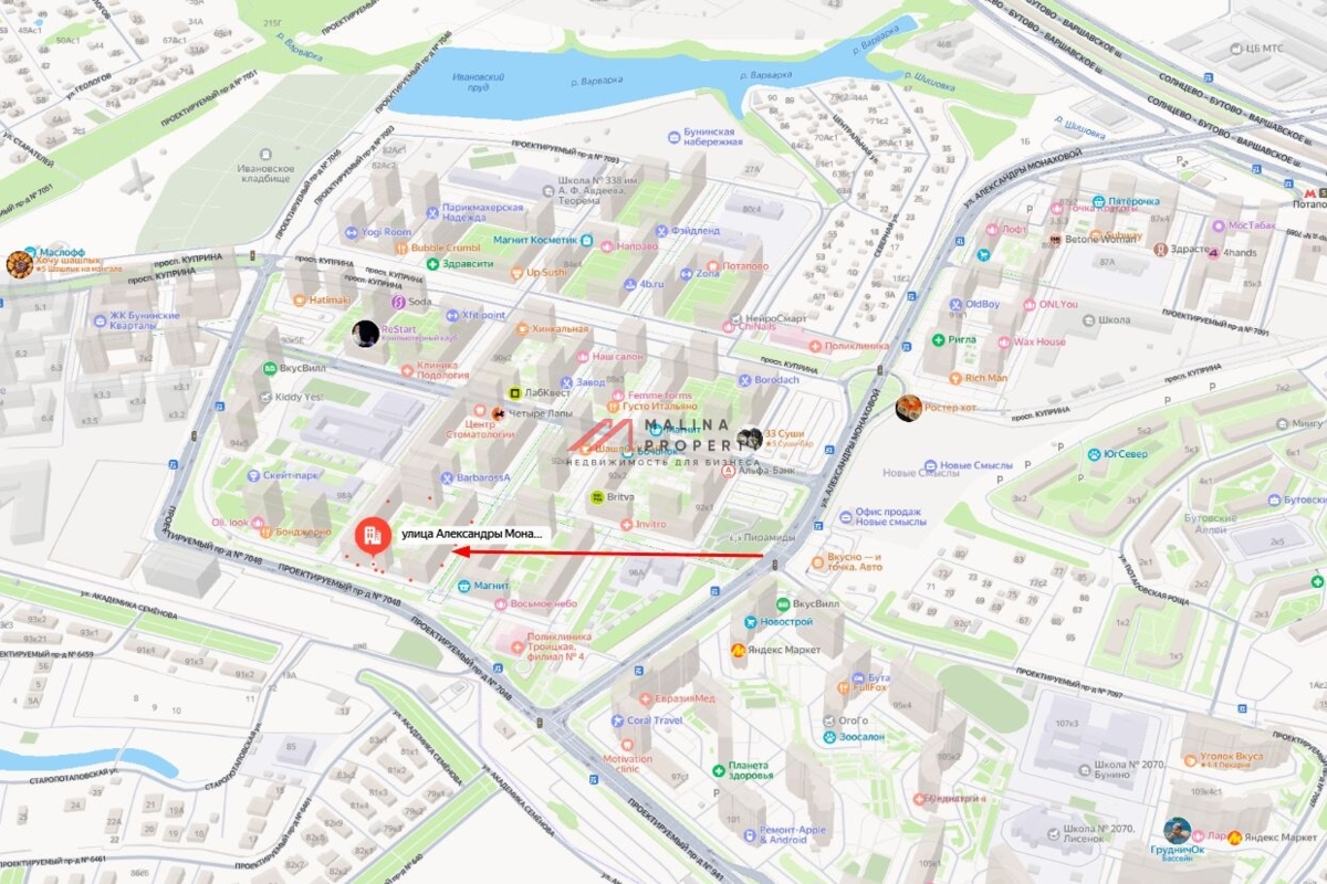 Аренда торгового помещения в ЖК "Бунинские луга"