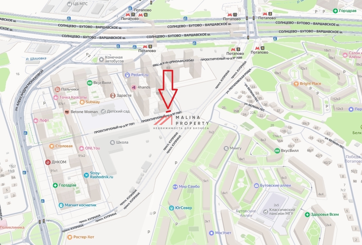 Аренда торгового помещения в ЖК Бунинские Луга 