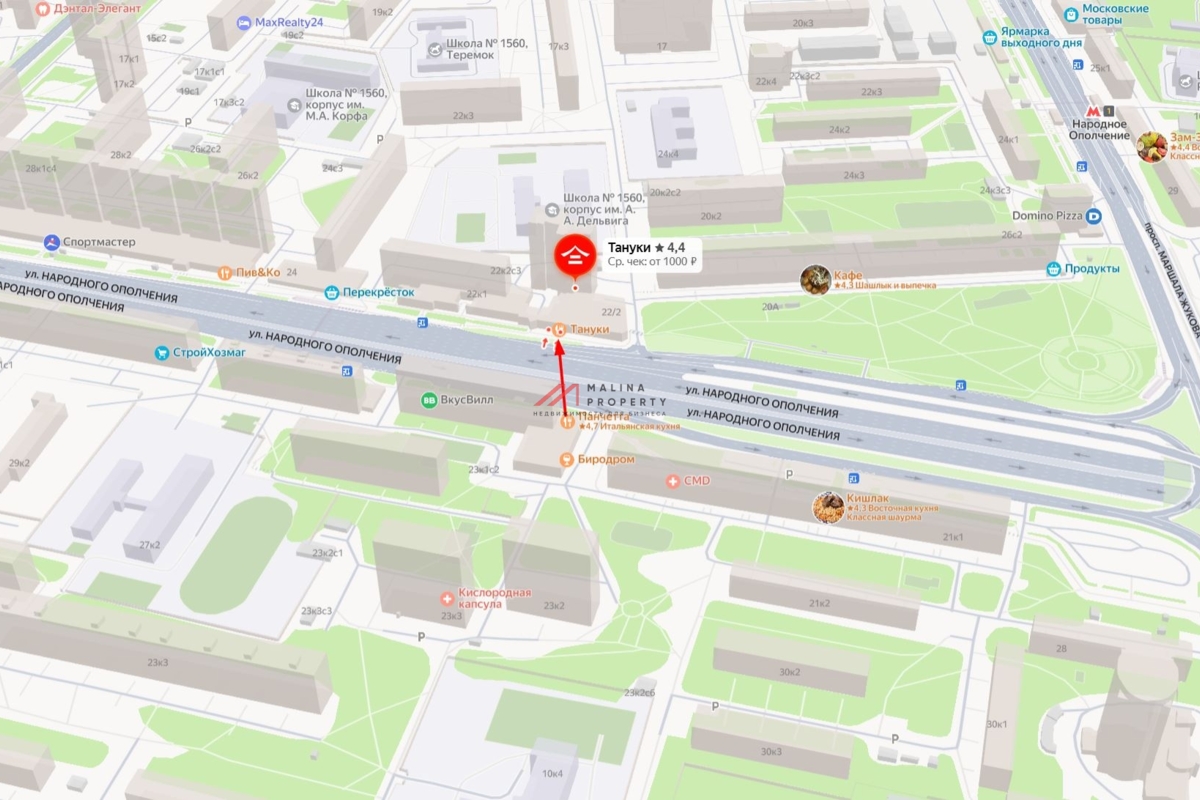 Аренда торгового помещения у метро Октябрьское поле