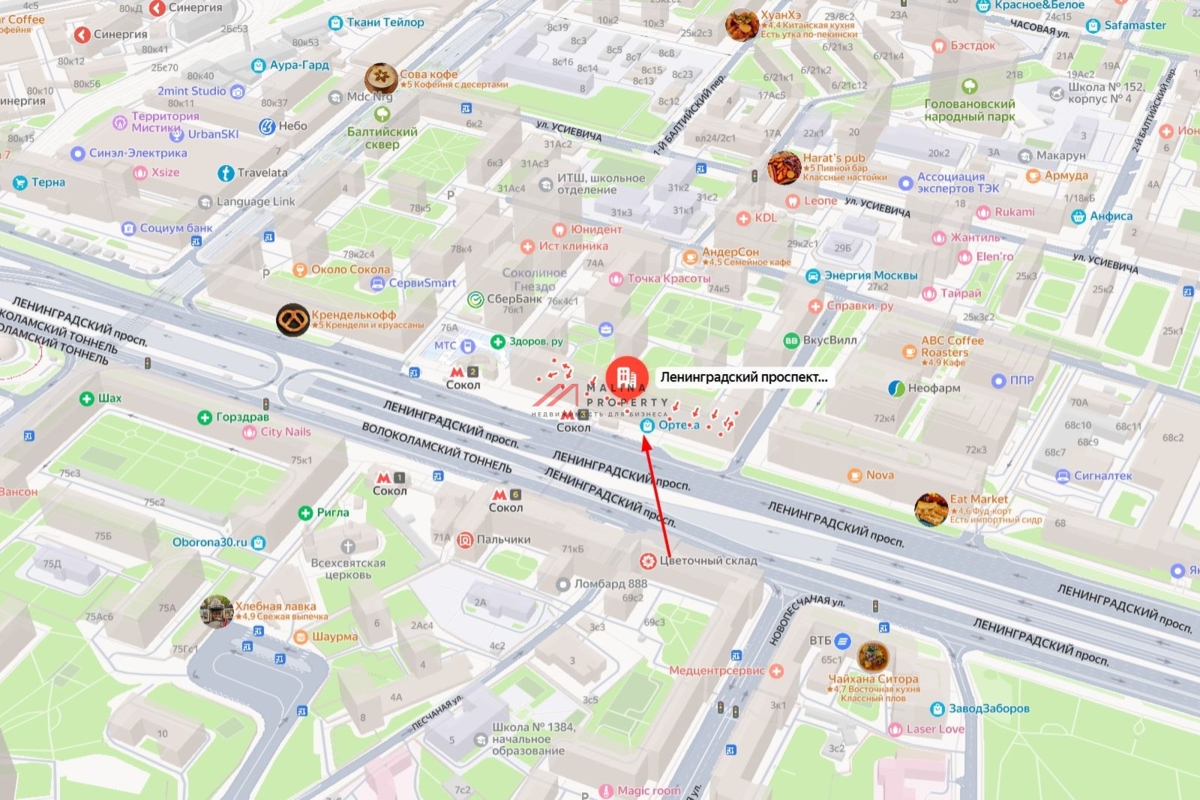 Аренда торгового помещения в 1ой минуте от м. Сокол