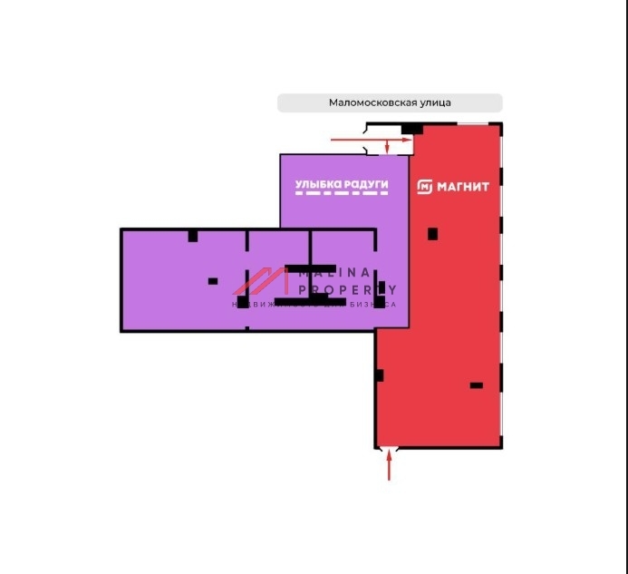 Продажа помещения с арендаторами  "Улыбка радуги" и "Магнит"
