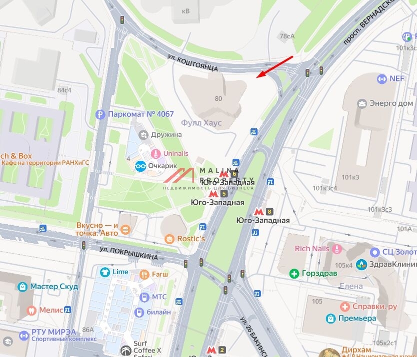 Аренда торгового помещения в жилом комплексе  Full House