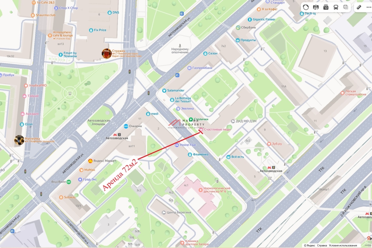 Аренда торгового помещения у метро Автозаводская