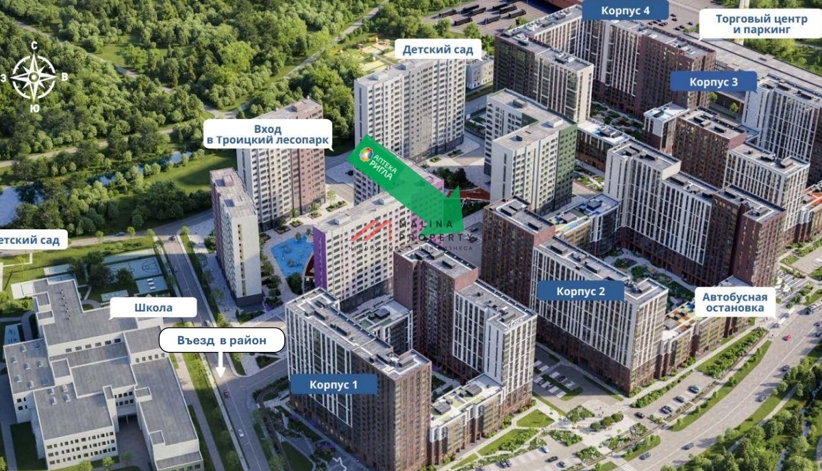 Продажа помещения с арендатором аптека в ЖК "1-й Ясеневский" 