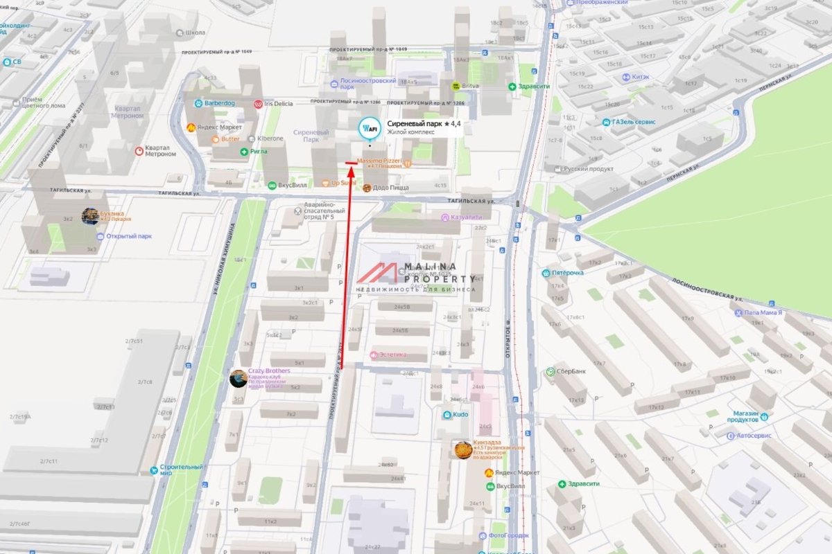 Аренда торгового помещения в ЖК "Сиреневый парк" 