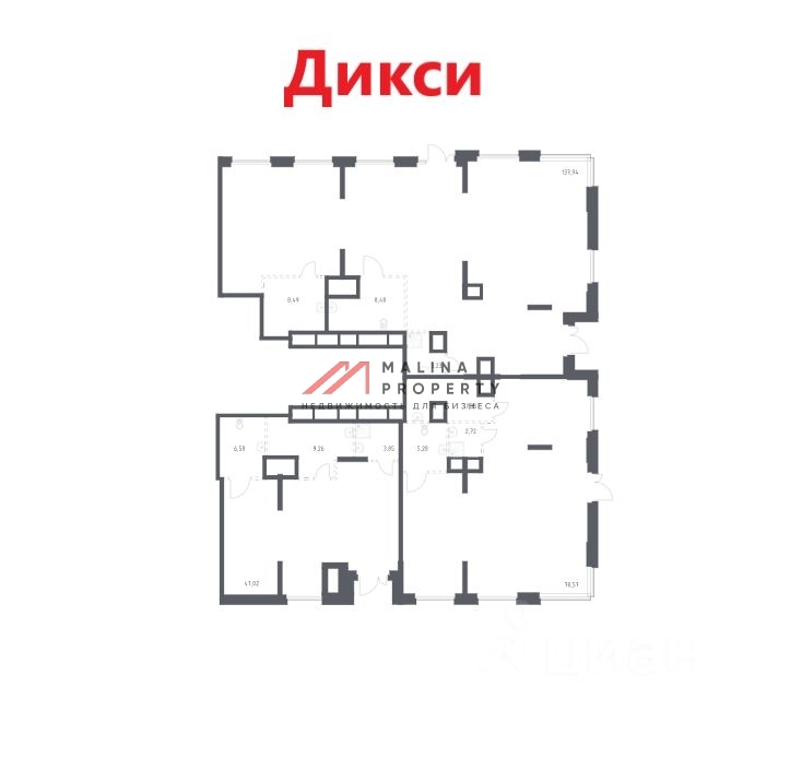 Продажа помещения с арендатором Дикси в ЖК "Тропарево парк" 