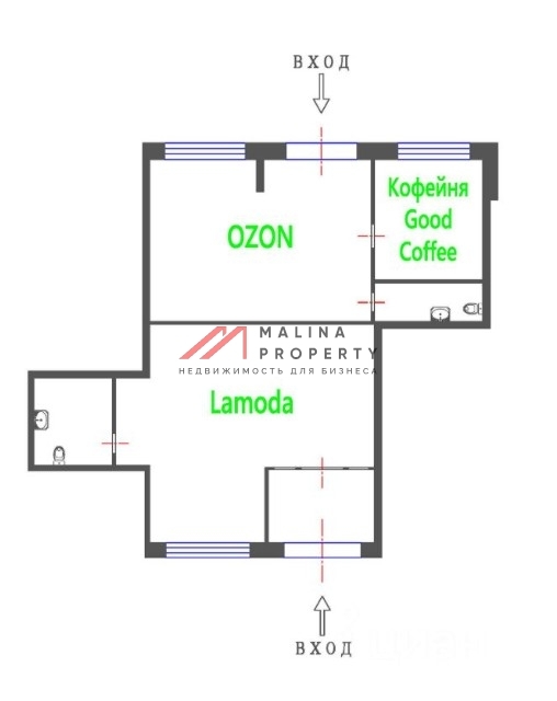 Продажа помещения с сетевыми арендаторами 