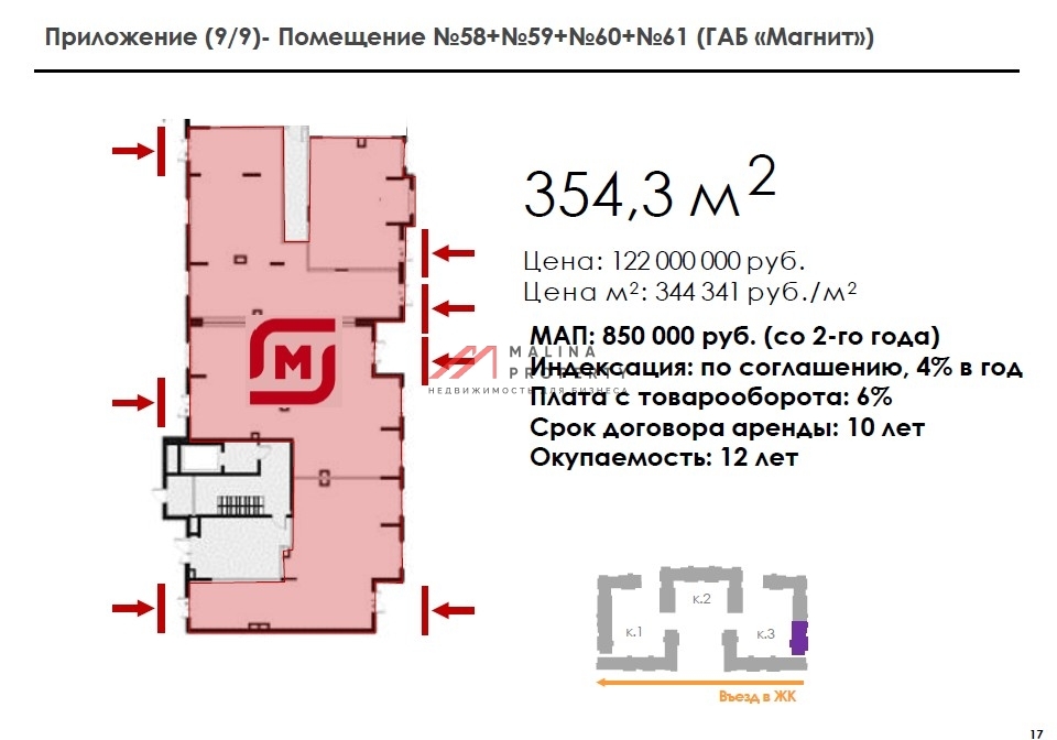 Продажа помещения с супермаркетом Магнит в ЖК "Новое Летово"