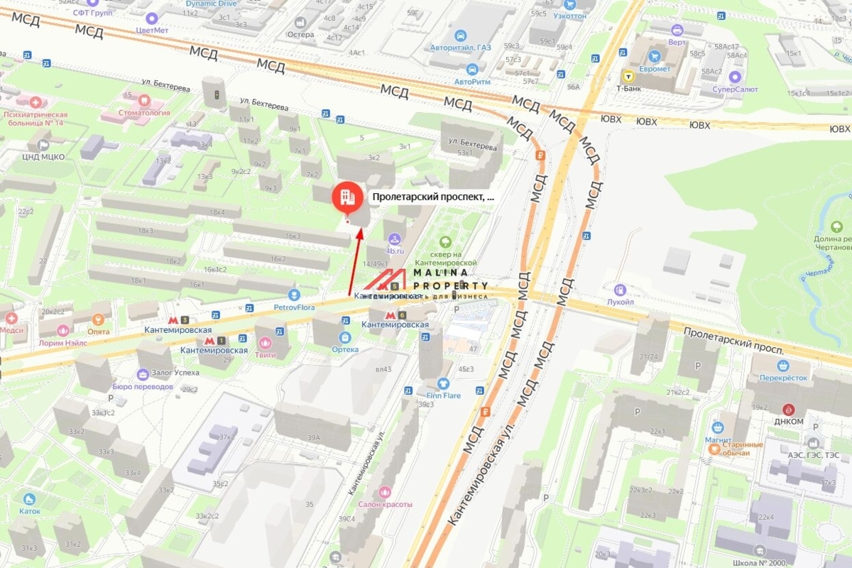 Продажа помещения с арендатором у метро Кантемировская