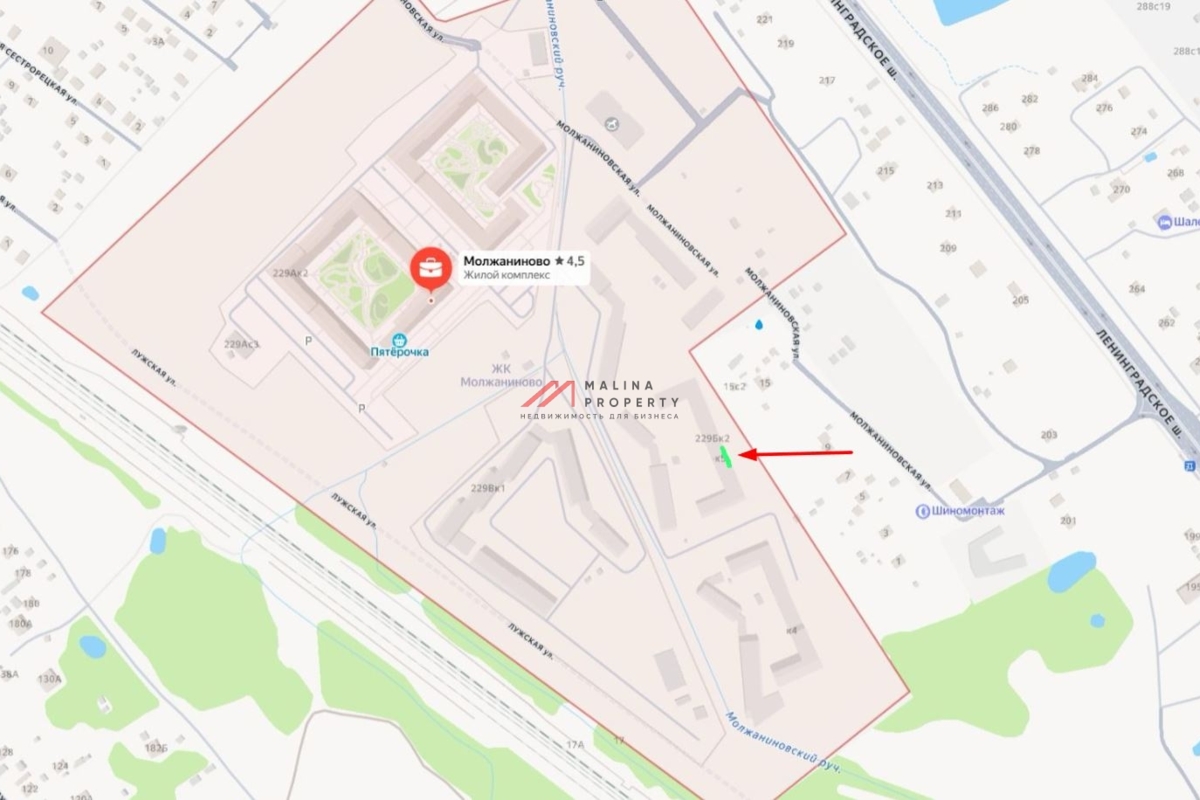 Аренда коммерческого помещения в ЖК «Молжaнинoвo»