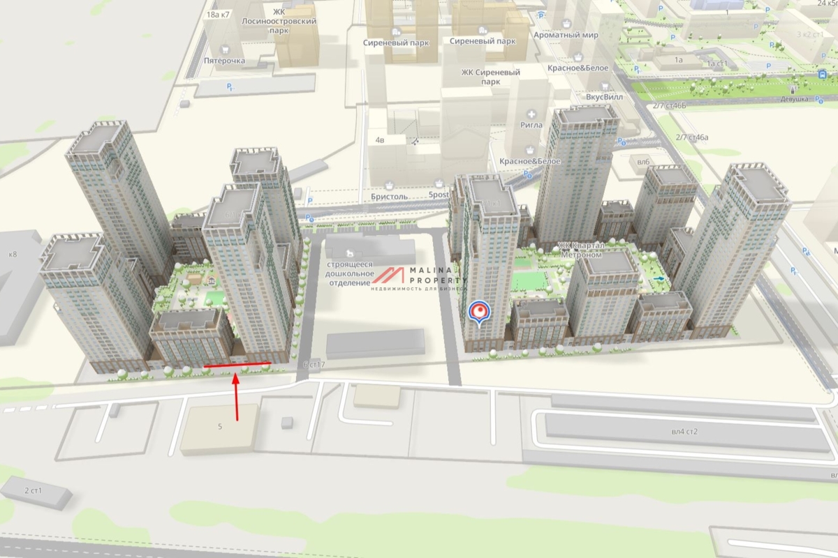 Продажа помещения под супермаркет в ЖК "Квартал Метроном"