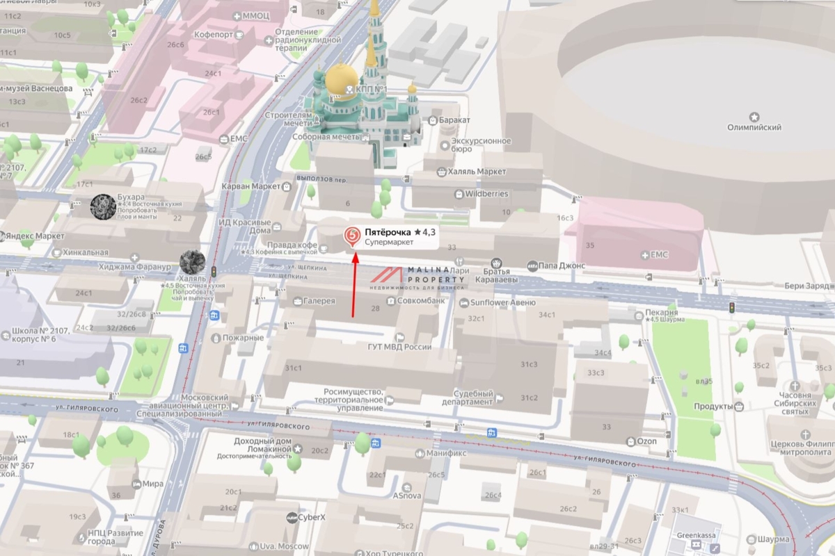 Продажа помещения с магазином "Пятерочка" на Проспекте Мира