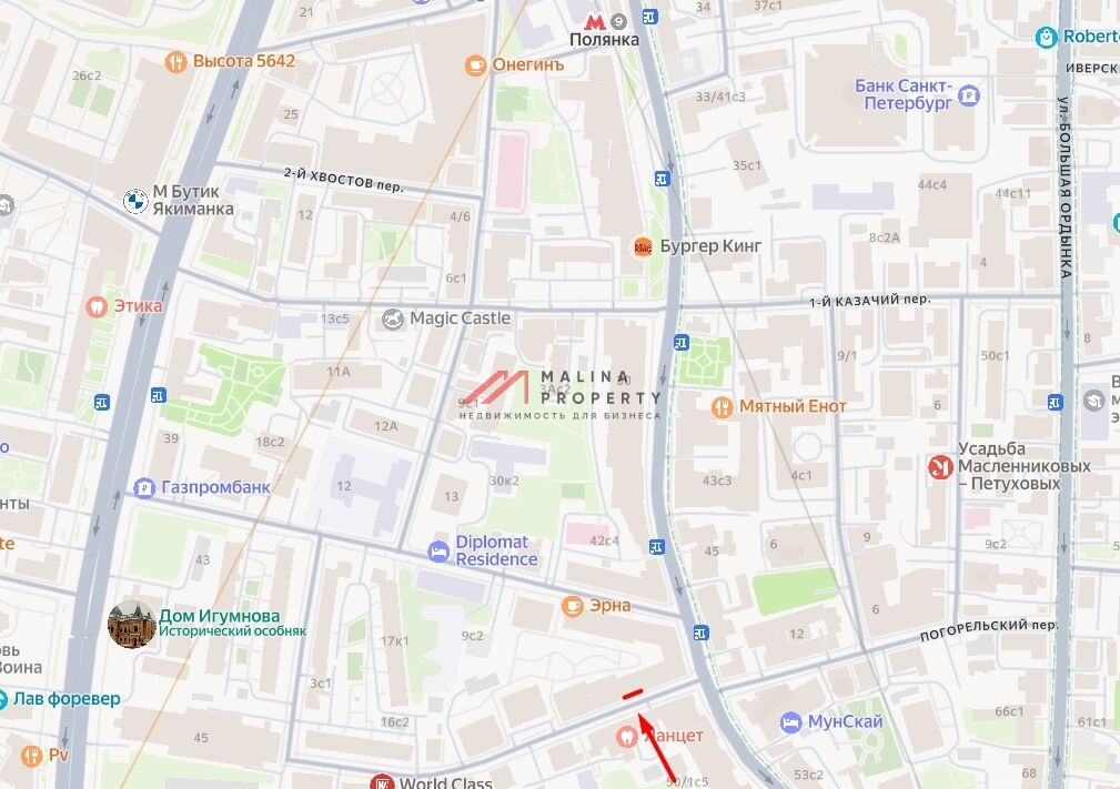 Аренда коммерческого помещения на Полянке