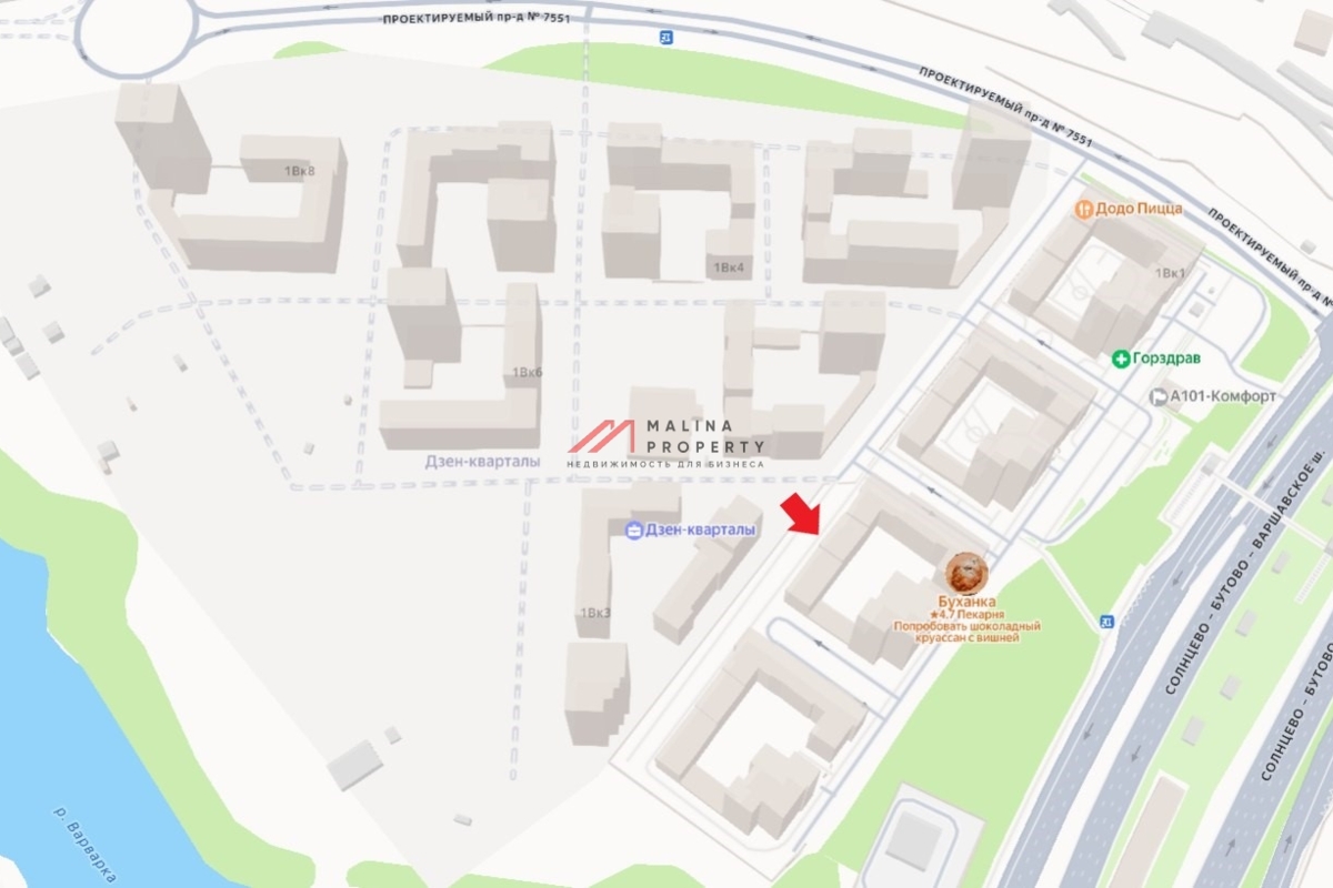 Аренда торгового помещения в ЖК "Дзен-кварталы"