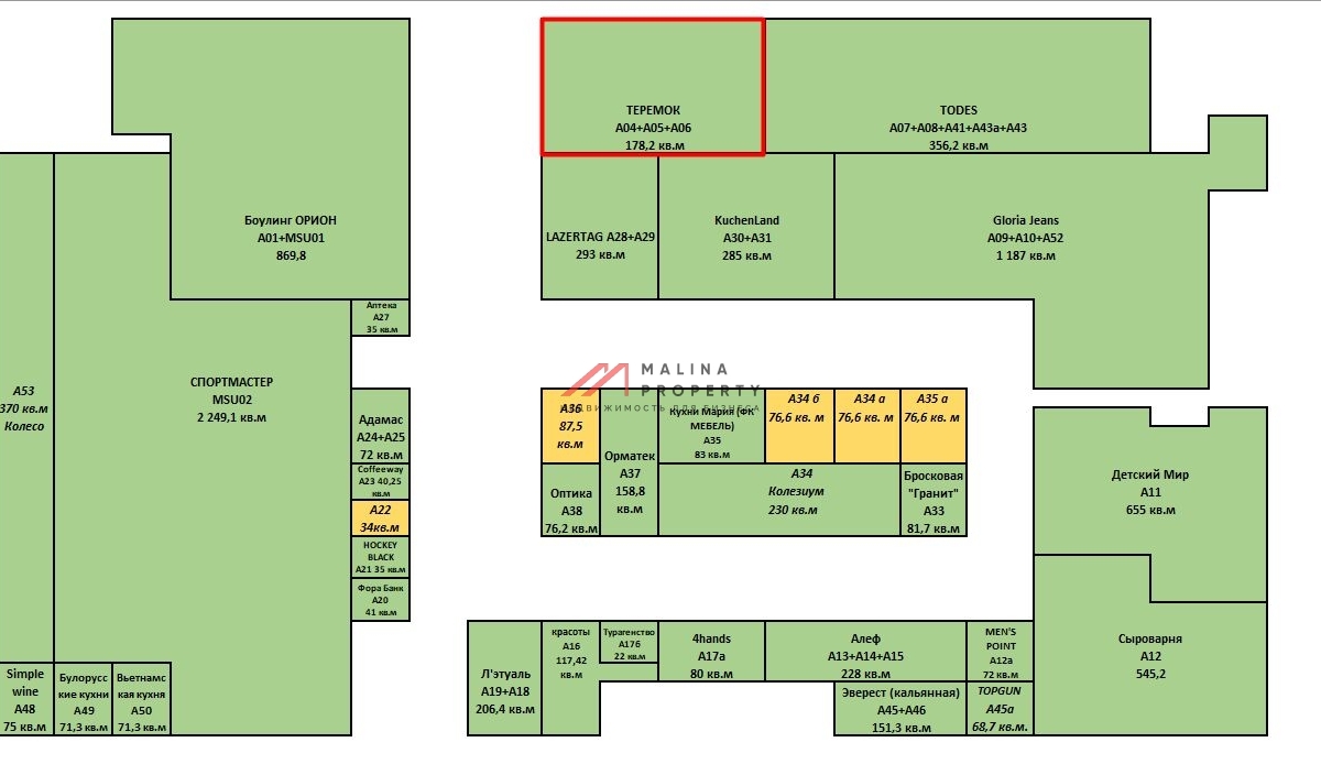 Продажа торгового помещения с арендатором Теремок