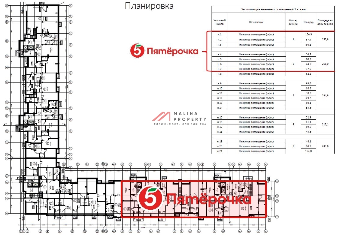 Продажа помещения с супермаркетом Пятёрочка