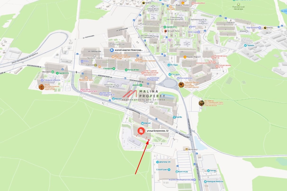 Аренда торгового помещения в ЖК "Новоград Павлино" 