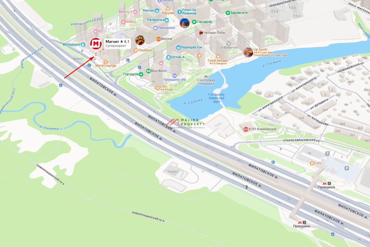 Продажа помещения с арендаторами в ЖК "Прокшино"