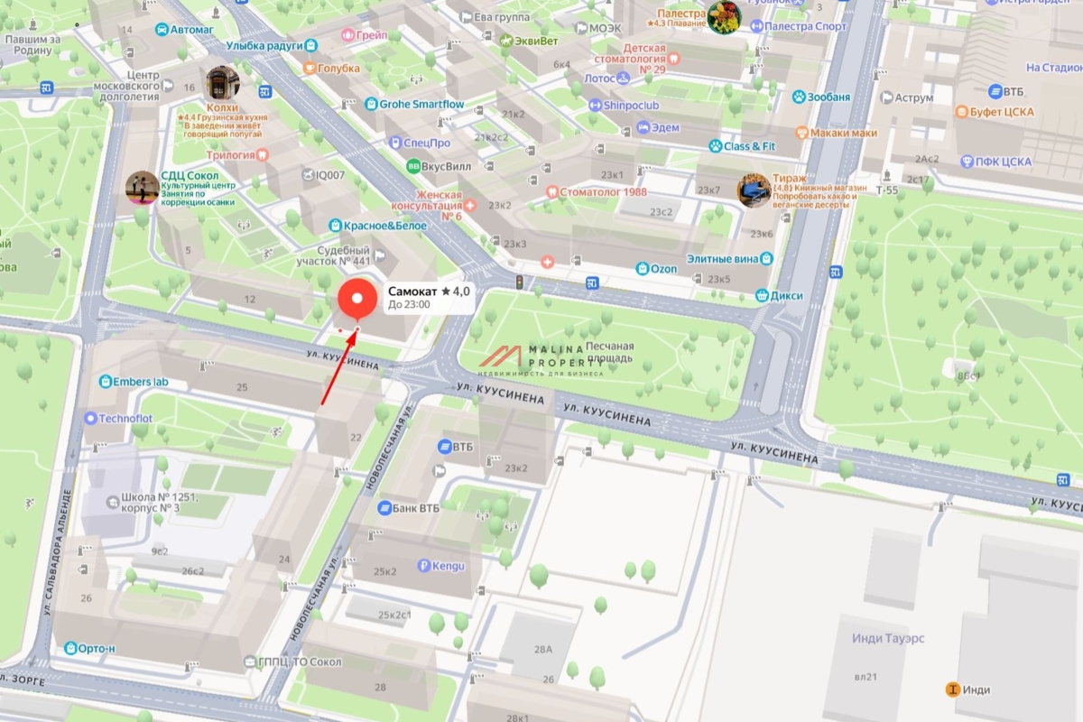 Продажа помещения с арендатором на Октябрьском поле