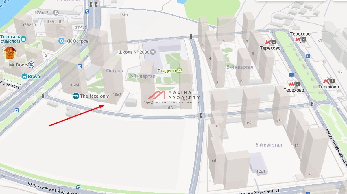 Аренда торгового помещения в жилом комплексе Остров