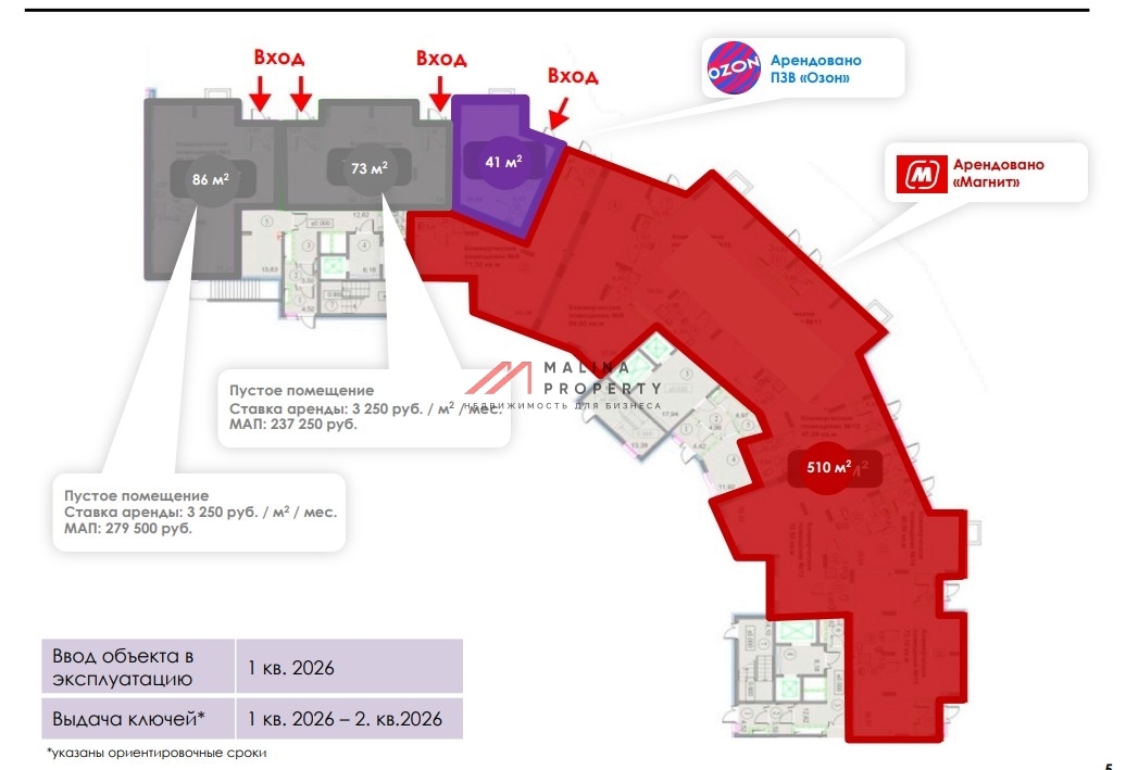 Аренда торгового помещения в ЖК "Домодедово парк" 