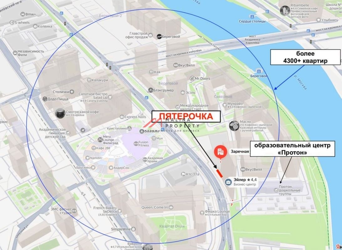 Продажа помещения с магазином Пятерочка в МФЗ "Эйлер"