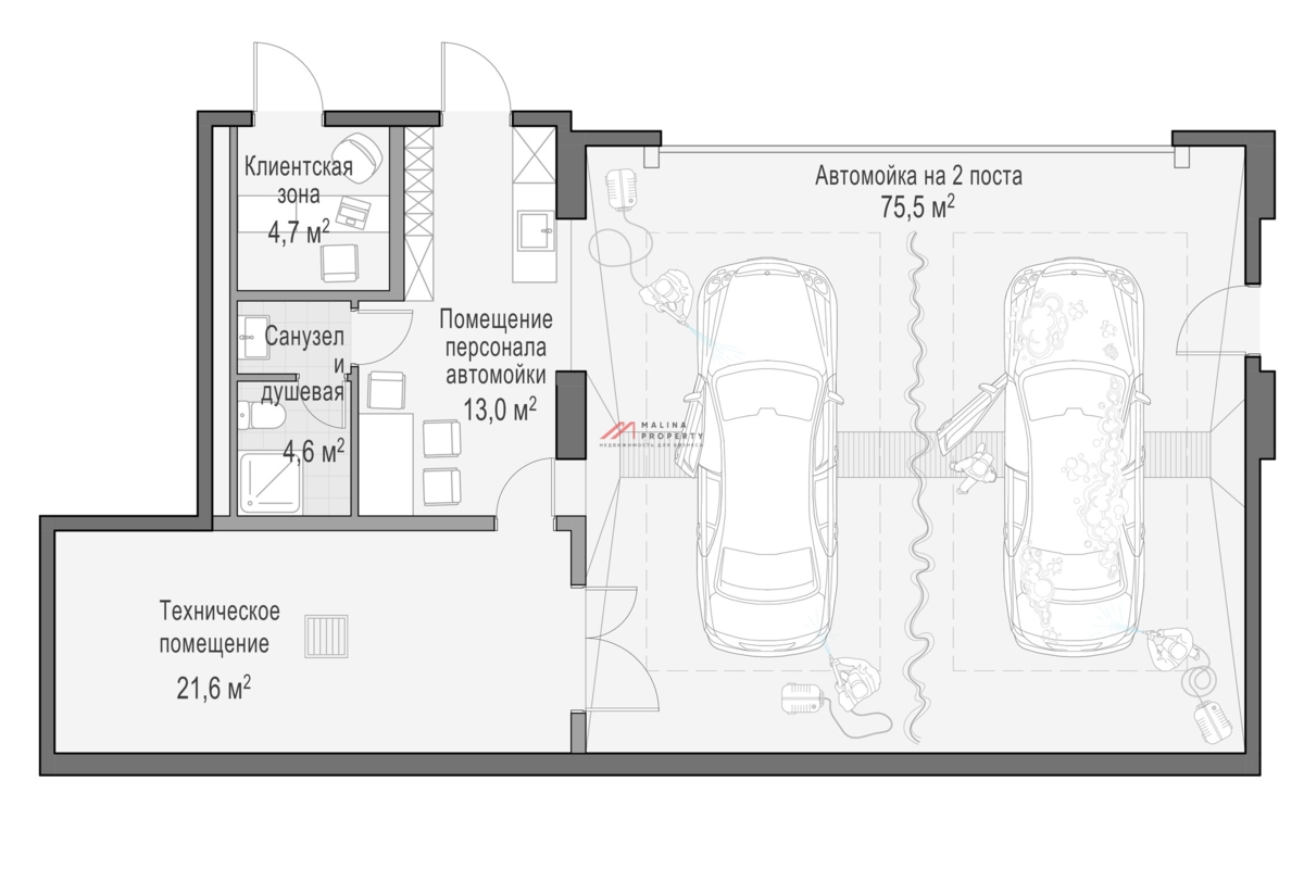 Продажа помещения под автомойку в ЖК "Лаврушинский" 