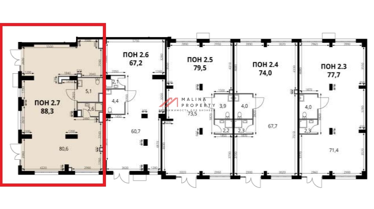 Аренда углового торгового помещения в ЖК "1-й Саларьевскй"