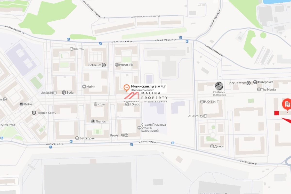 Аренда углового помещения в ЖК "Ильинские луга"