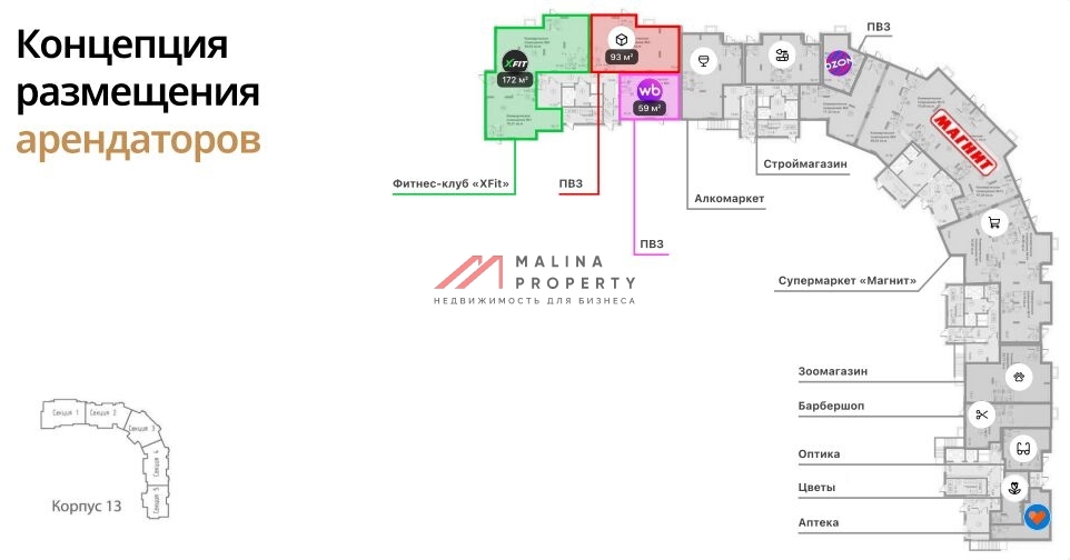 Продажа торгового помещения с арендатором X-fit