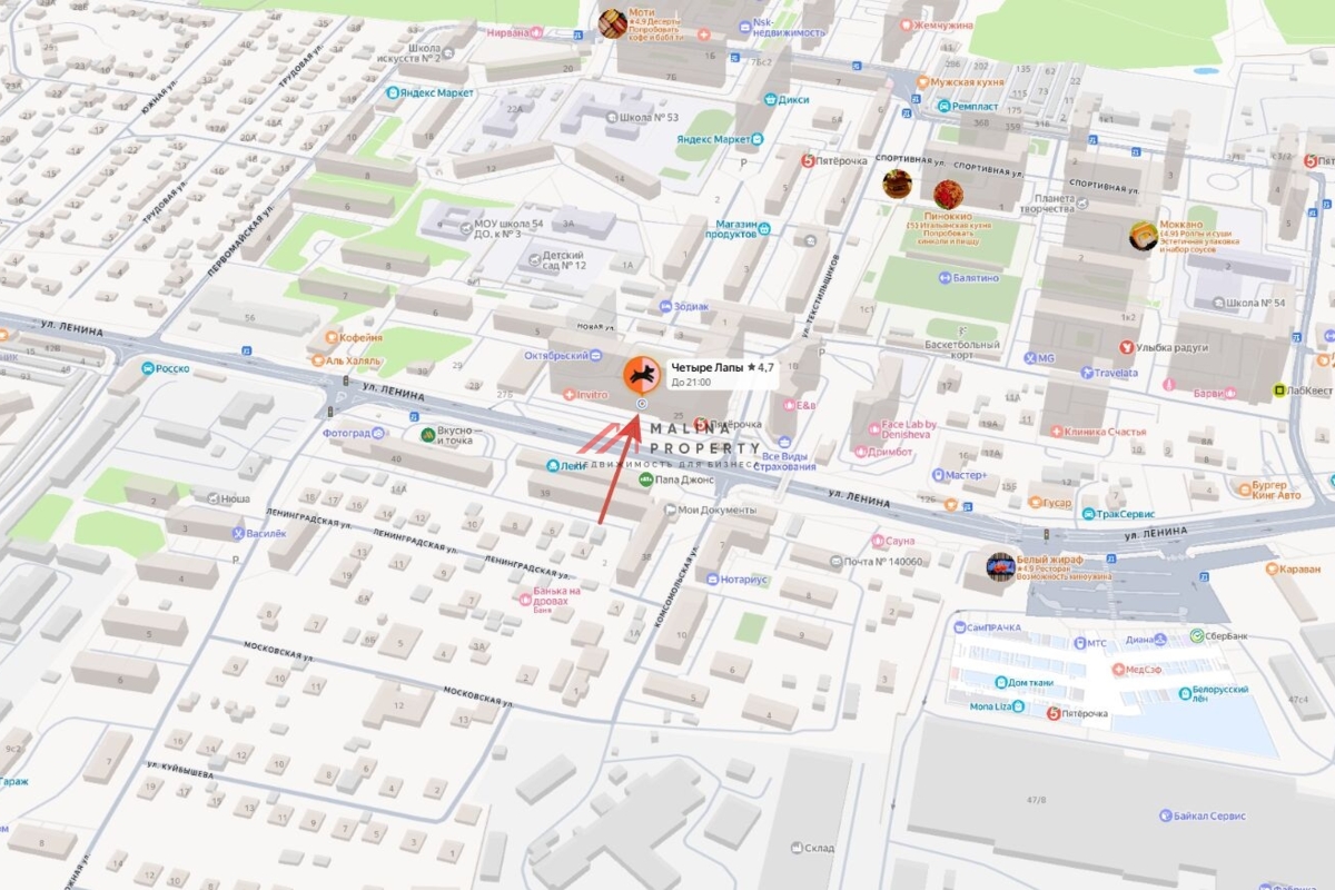 Продажа помещения с арендатором Четыре Лапы