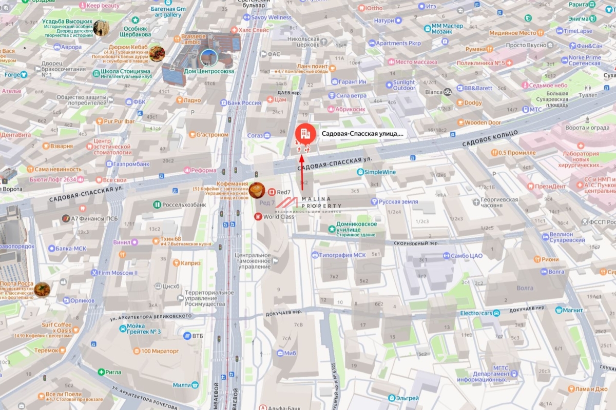 Продажа помещения с арендатором на Садовой-Спасской улице