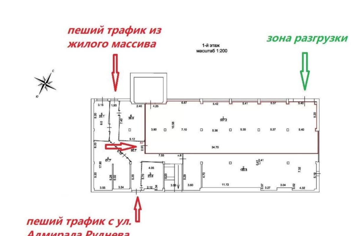 Продажа помещения с арендатором магазин "Чижик" на Адмирала Руднева