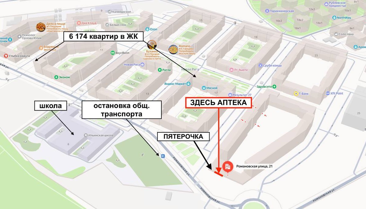 Продажа помещения с арендатором Здесь Аптека в ЖК «Новая Рига»